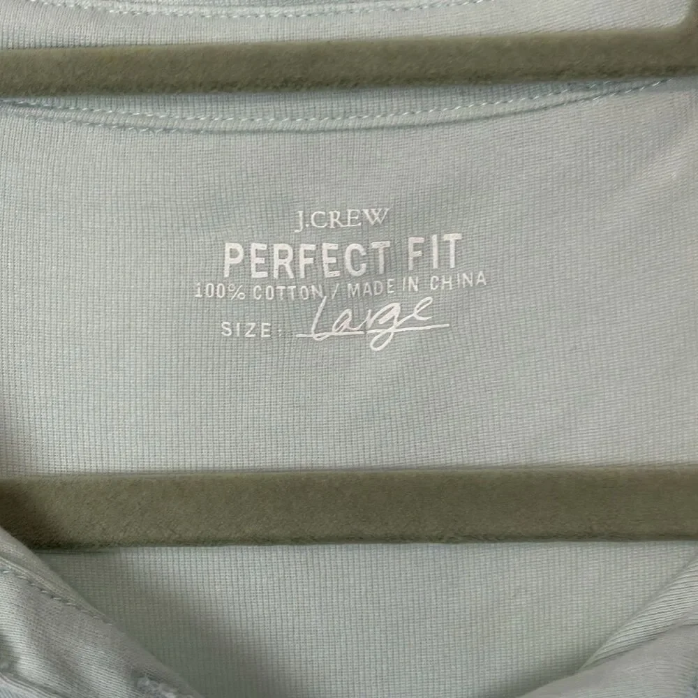 J. Crew Women’s Long Sleeve Polo Perfect Fit Mint Green Large Classic Preppy